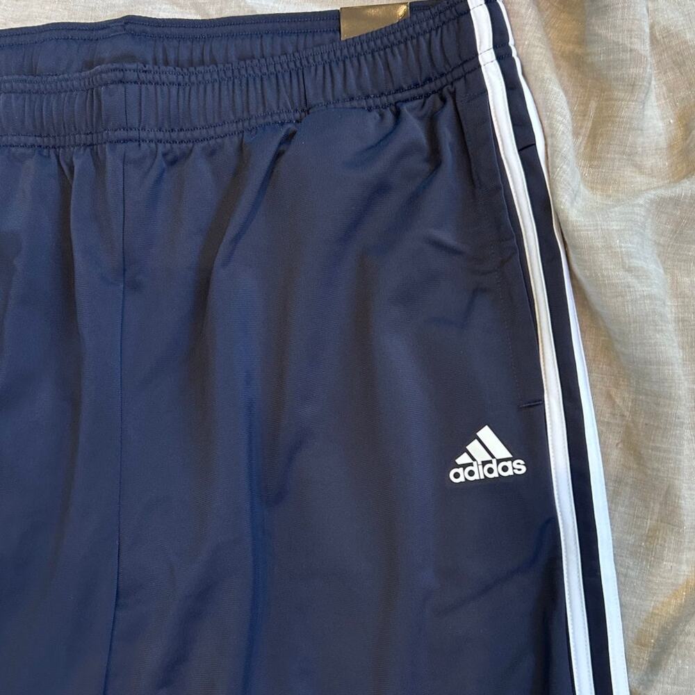 adidas Men's XL 3-Stripes Tricot Tapered Track Pants, Navy Blue - Picture 2 of 6
